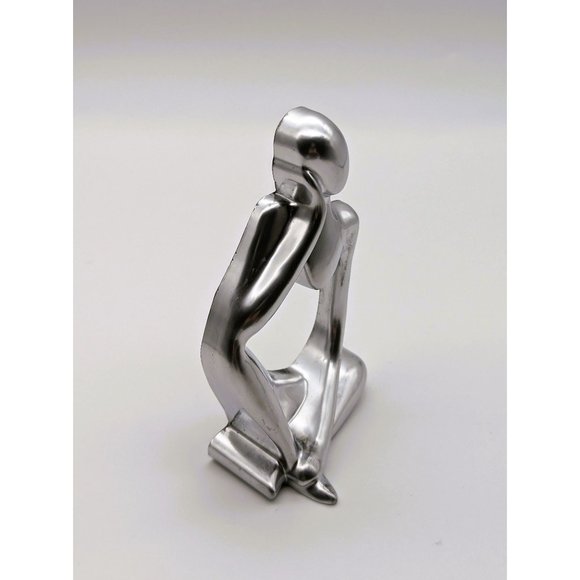 The Thinker Trio Shiny Silver Colored Figurines from Resin Handmade NEW - Picture 9 of 10